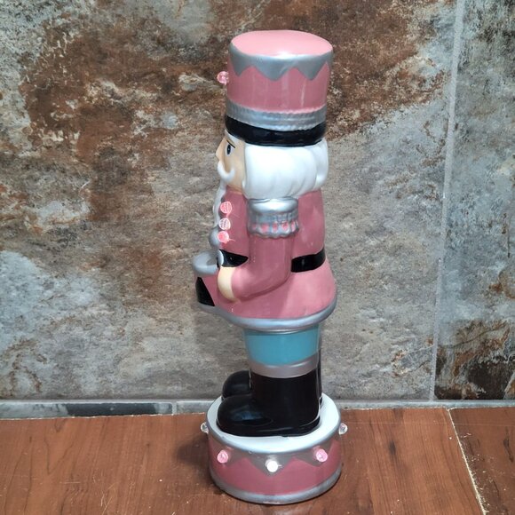 Lights Up Pink Nutcracker 12 Inch Tall Christmas Decor - Picture 6 of 13